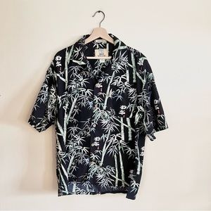 Coconut Pier Men Short Sleeve Button Up Tropical Hawaii Shirt Bamboo Size M
